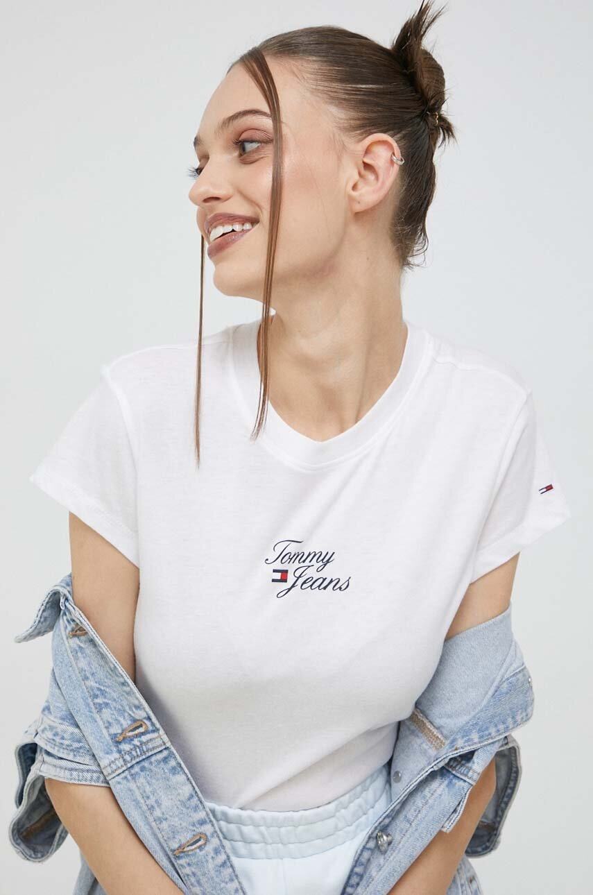

Футболка Tommy Jeans жіночий колір білий