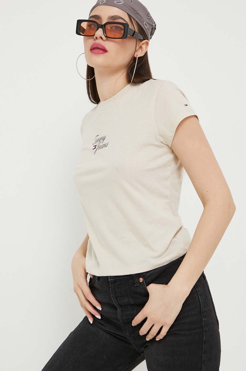 

Футболка Tommy Jeans женский цвет бежевый