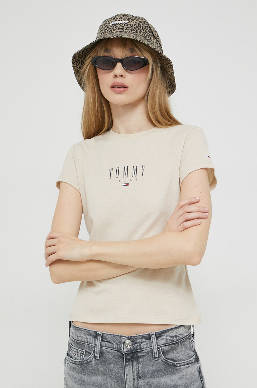 

Футболка Tommy Jeans женский цвет бежевый