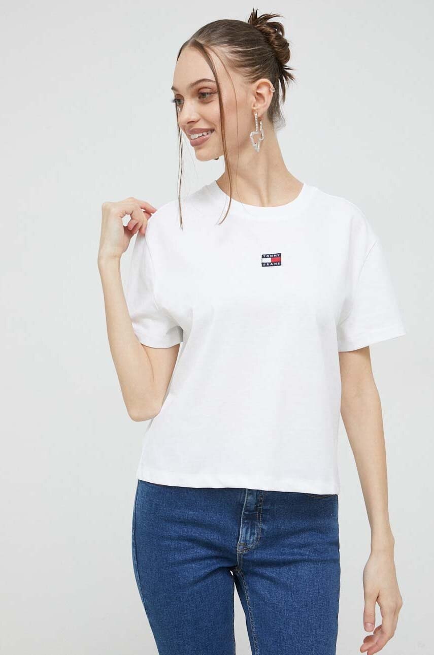 Tommy Jeans tricou femei, culoarea alb