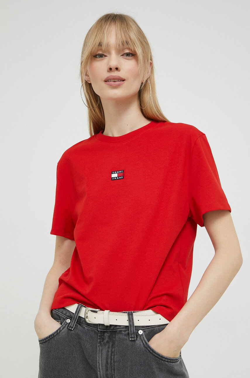 

Футболка Tommy Jeans жіночий колір червоний