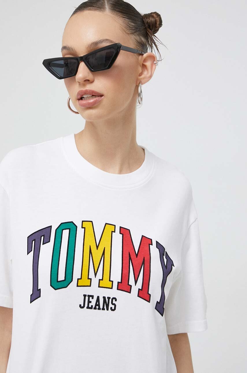 

Хлопковая футболка Tommy Jeans цвет белый