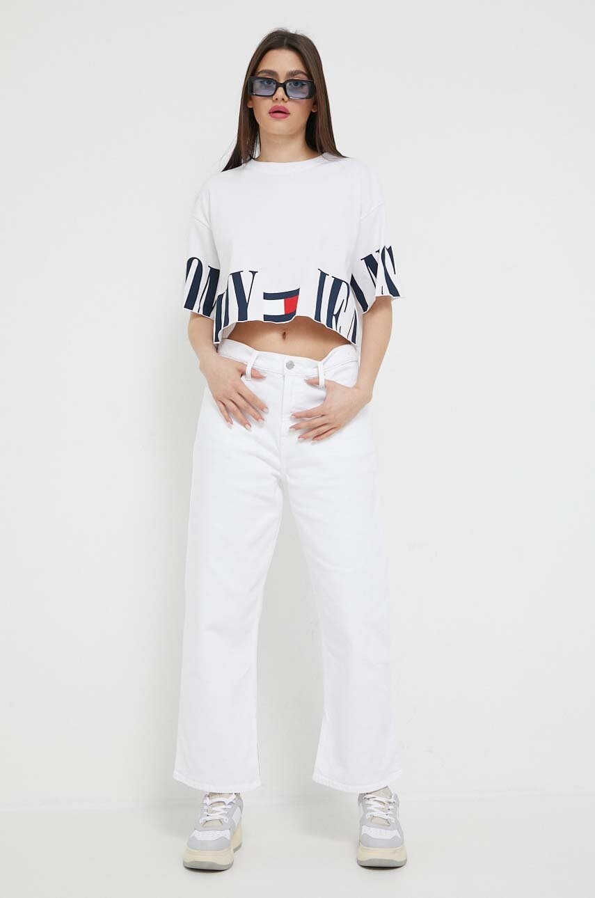 

Хлопковая футболка Tommy Jeans цвет белый