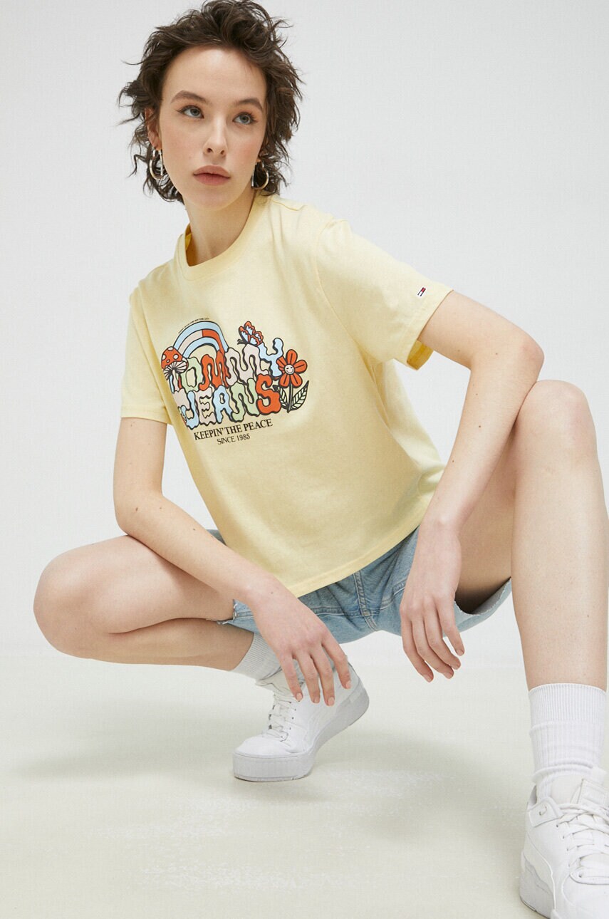 

Хлопковая футболка Tommy Jeans цвет жёлтый