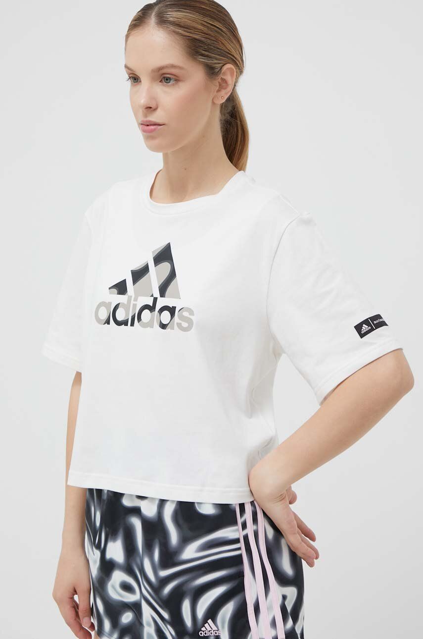 Bavlněné tričko adidas Performance x Marimekko bílá barva - bílá -  100 % Bavlna
