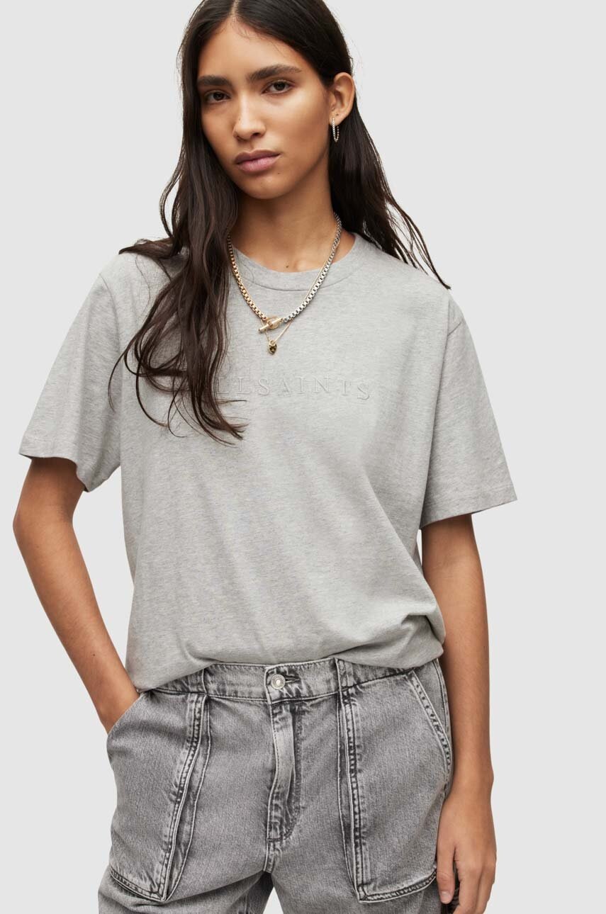 

Хлопковая футболка AllSaints цвет серый