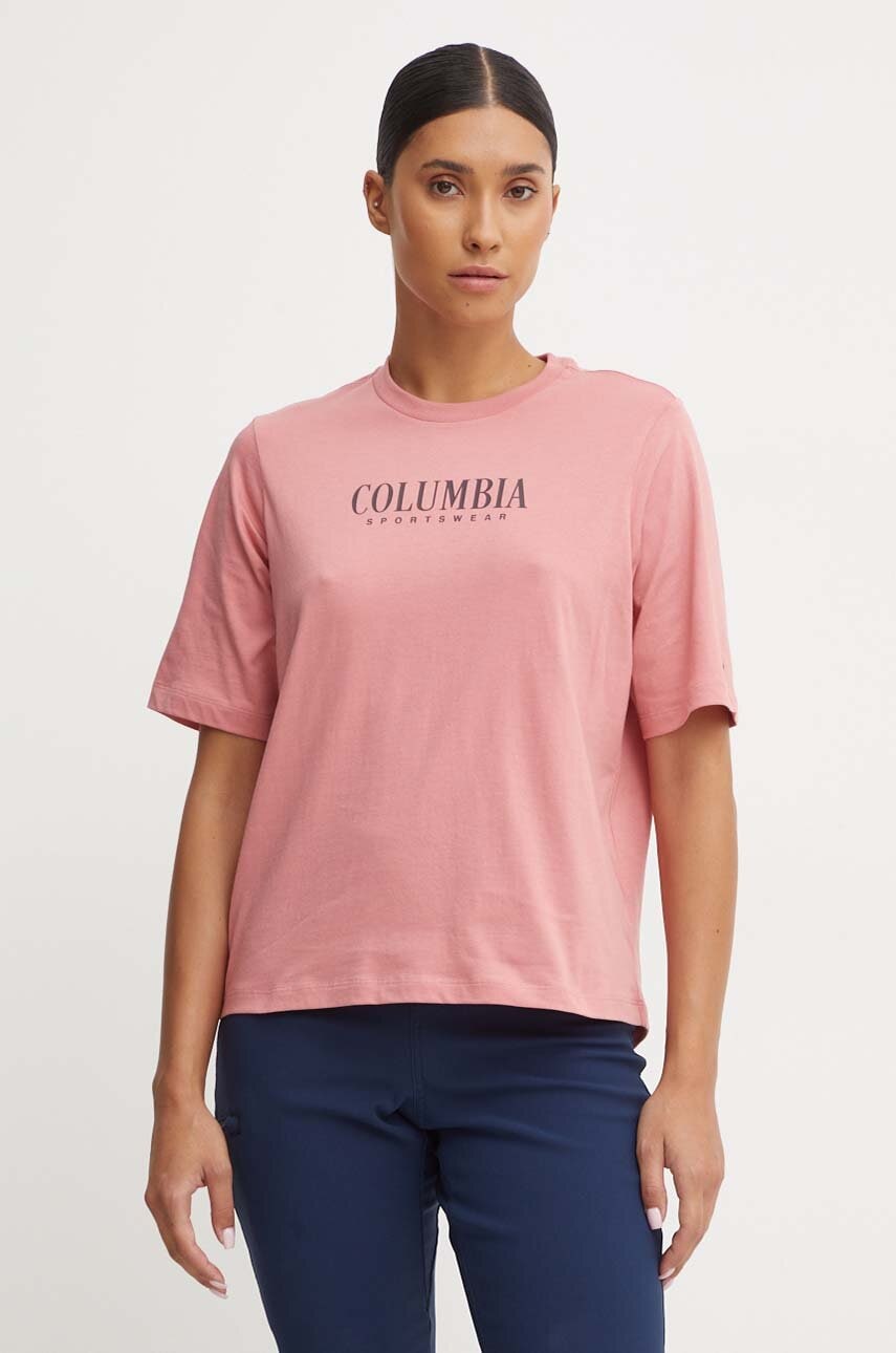 Columbia tricou din bumbac culoarea roz
