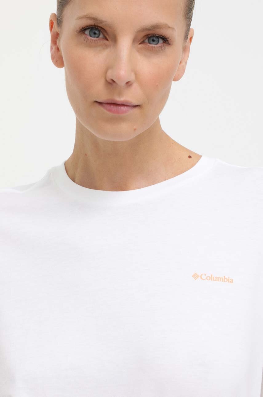 Βαμβακερό μπλουζάκι Columbia North Cascades γυναικεία, χρώμα: άσπρο 2036593 φωτογραφία