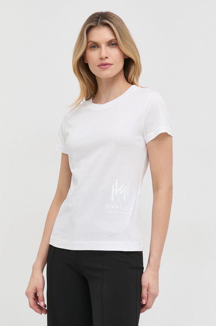 Bavlněné tričko Marella bílá barva - bílá -  100 % Bavlna