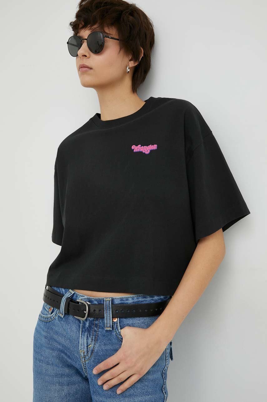 

Хлопковая футболка Wrangler цвет чёрный