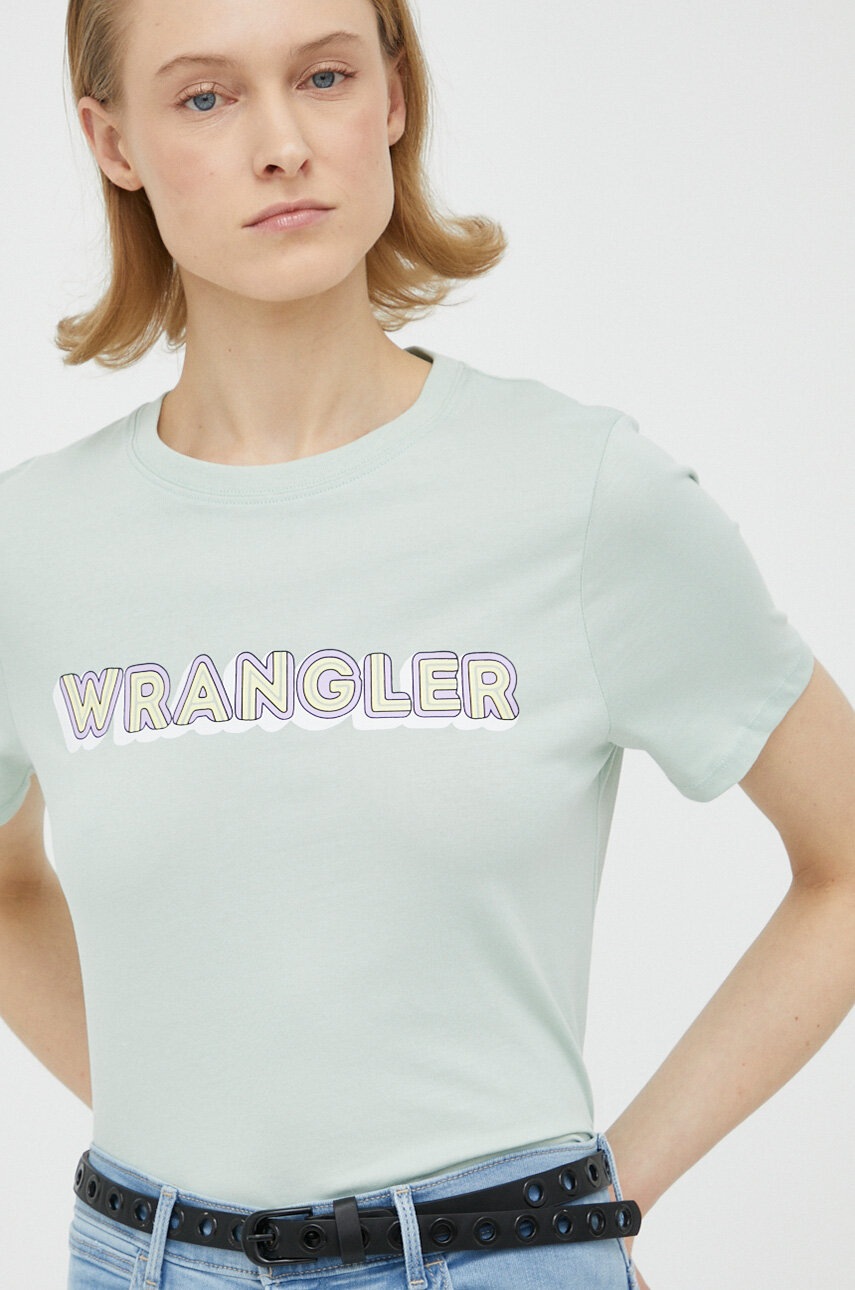 

Памучна тениска Wrangler в зелено, Зелен