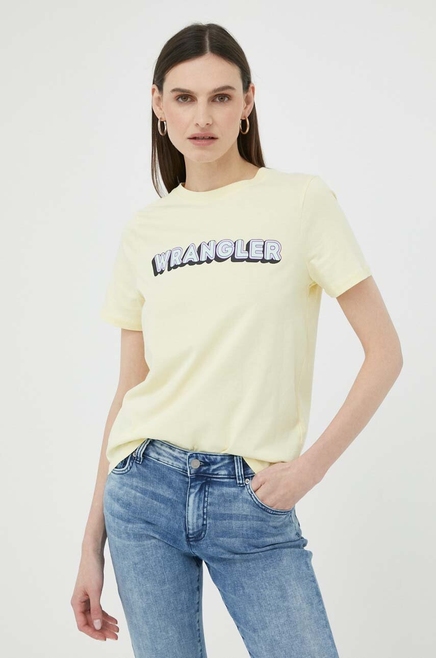 

Бавовняна футболка Wrangler колір жовтий