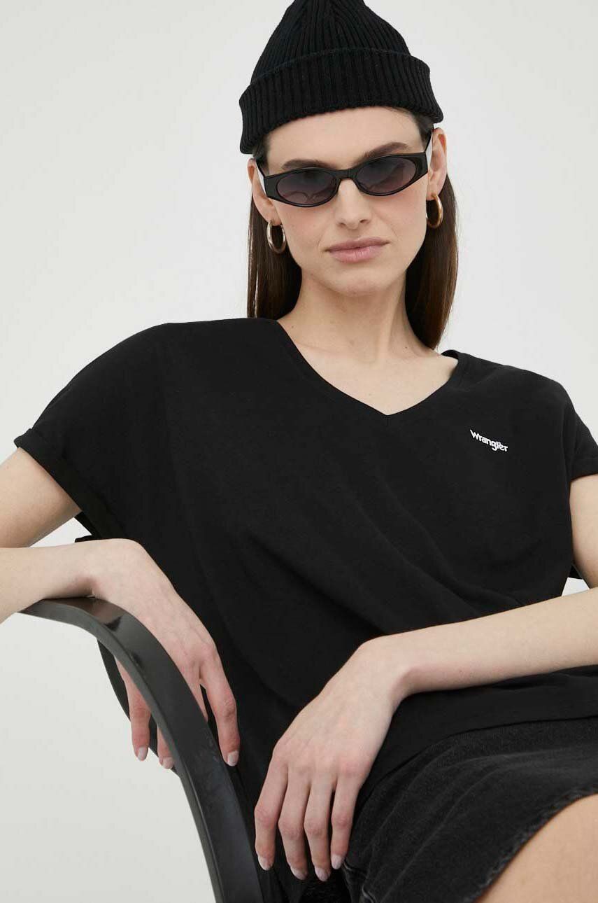 E-shop Bavlněné tričko Wrangler černá barva