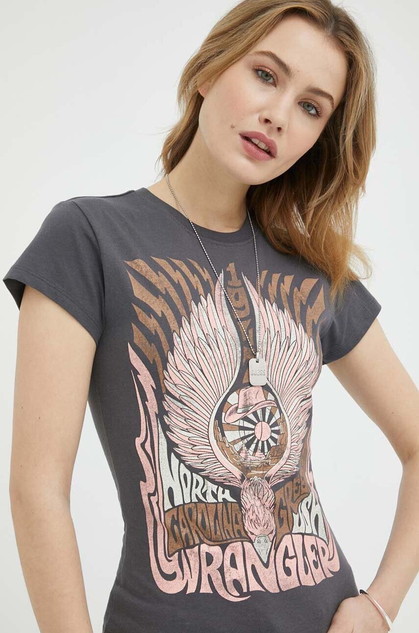 

Хлопковая футболка Wrangler цвет серый
