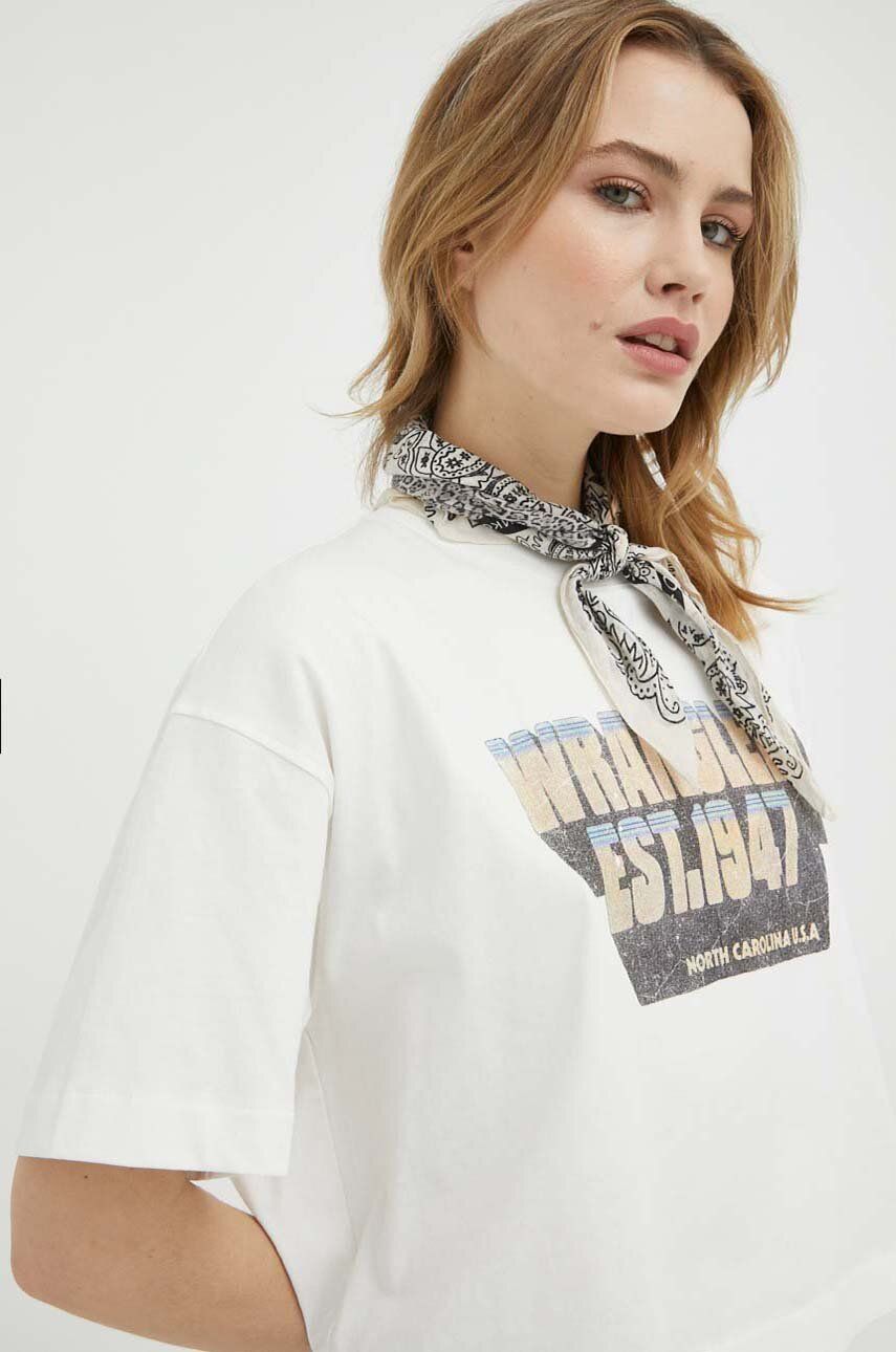 Bavlněné tričko Wrangler bílá barva - bílá -  100 % Bavlna