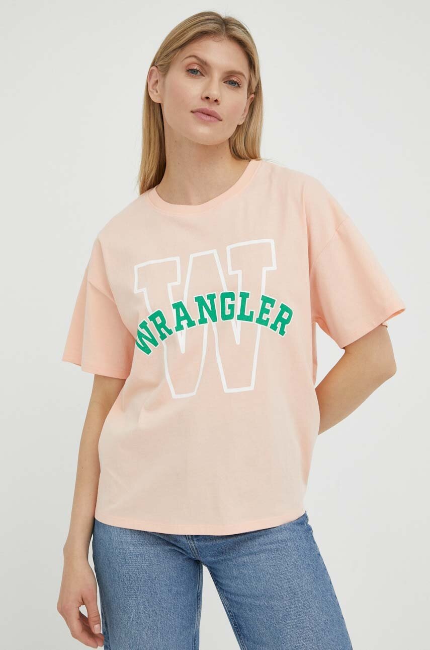 

Хлопковая футболка Wrangler цвет оранжевый