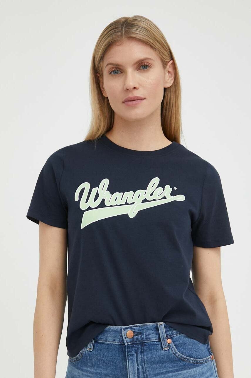 

Памучна тениска Wrangler в тъмносиньо, Тъмносин
