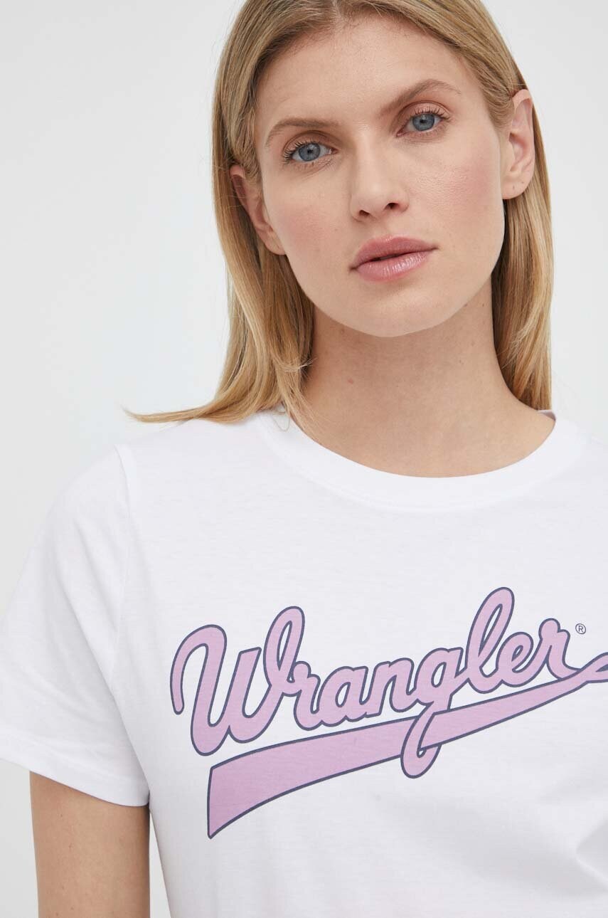 

Памучна тениска Wrangler в бяло, Бял