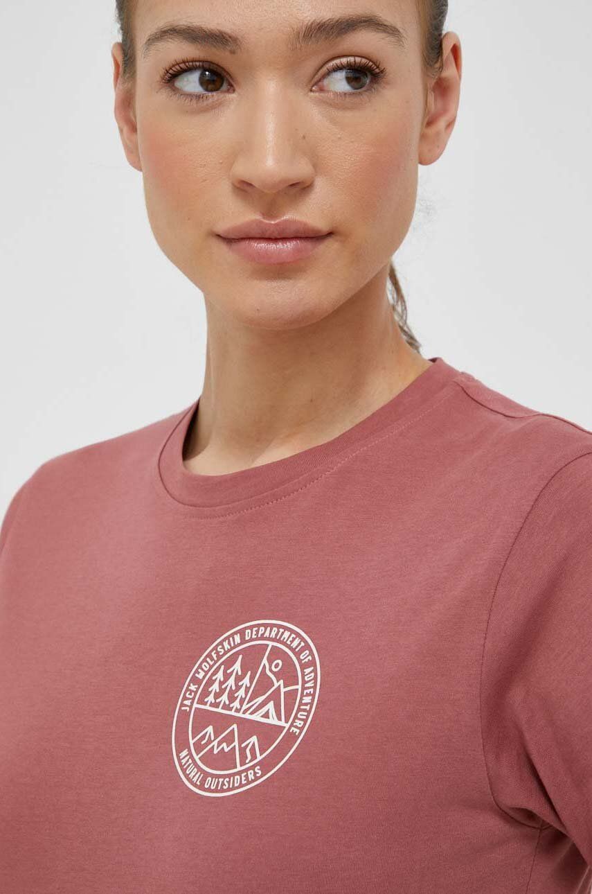 Bavlněné tričko Jack Wolfskin 10 růžová barva - růžová -  100 % Bavlna