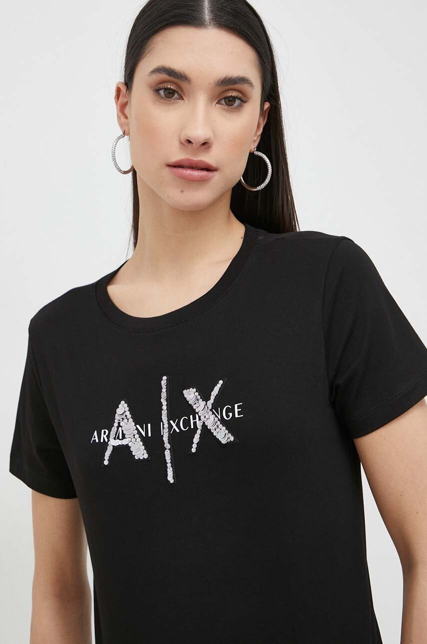 

Хлопковая футболка Armani Exchange цвет чёрный