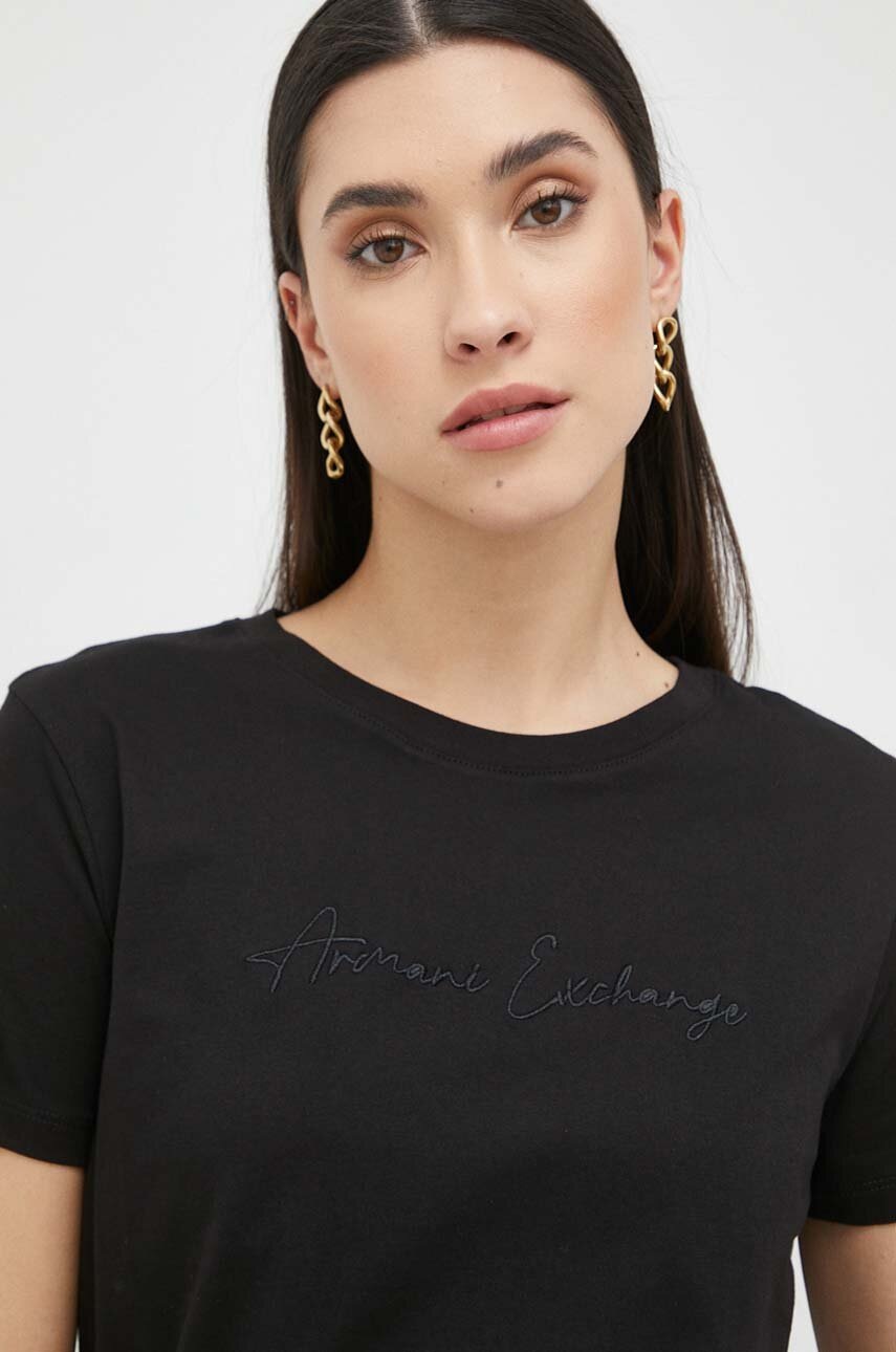 

Бавовняна футболка Armani Exchange колір чорний
