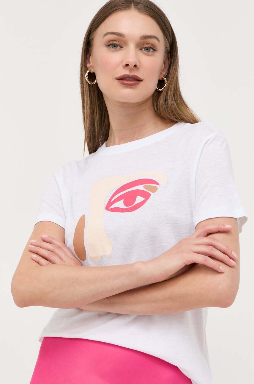Armani exchange tricou din amestec de in culoarea alb