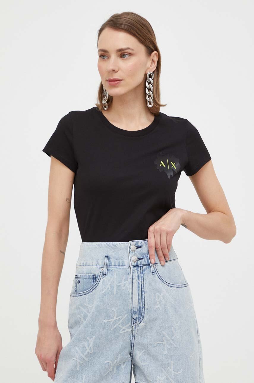 

Хлопковая футболка Armani Exchange цвет чёрный