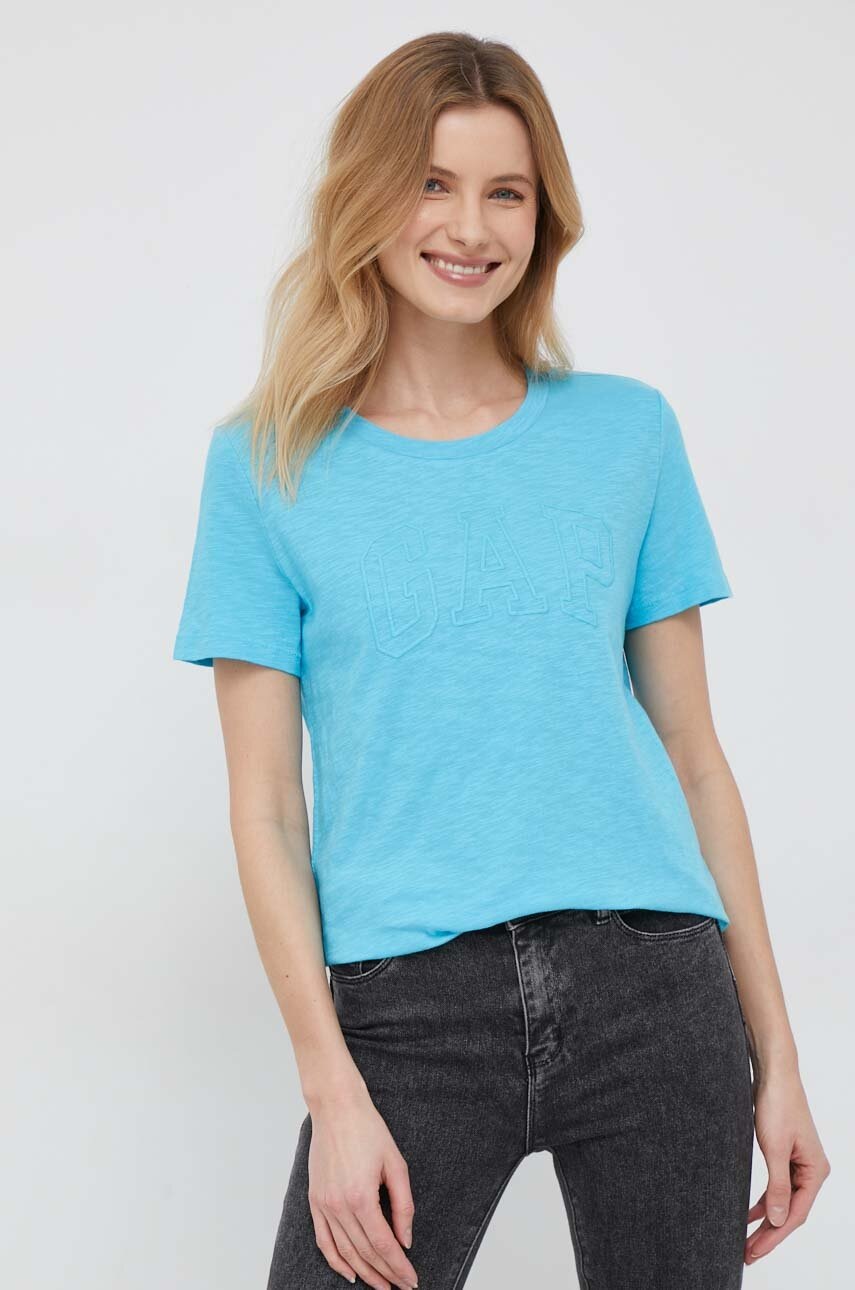

Памучна тениска GAP в синьо, Син
