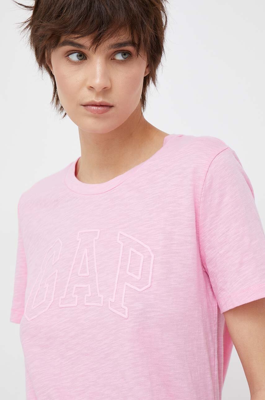 

Памучна тениска GAP в розово, Розов