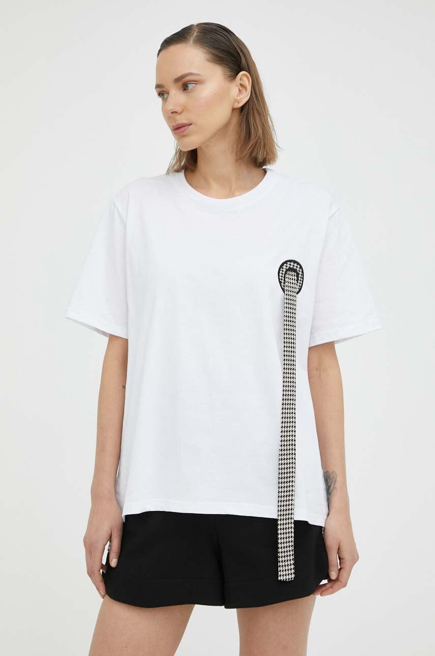 Bavlněné tričko MMC STUDIO bílá barva - bílá -  100 % Bavlna