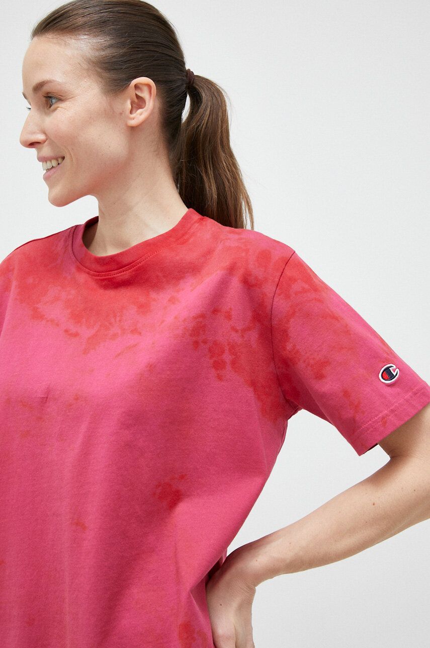 Bavlněné tričko Champion růžová barva - růžová -  100 % Bavlna