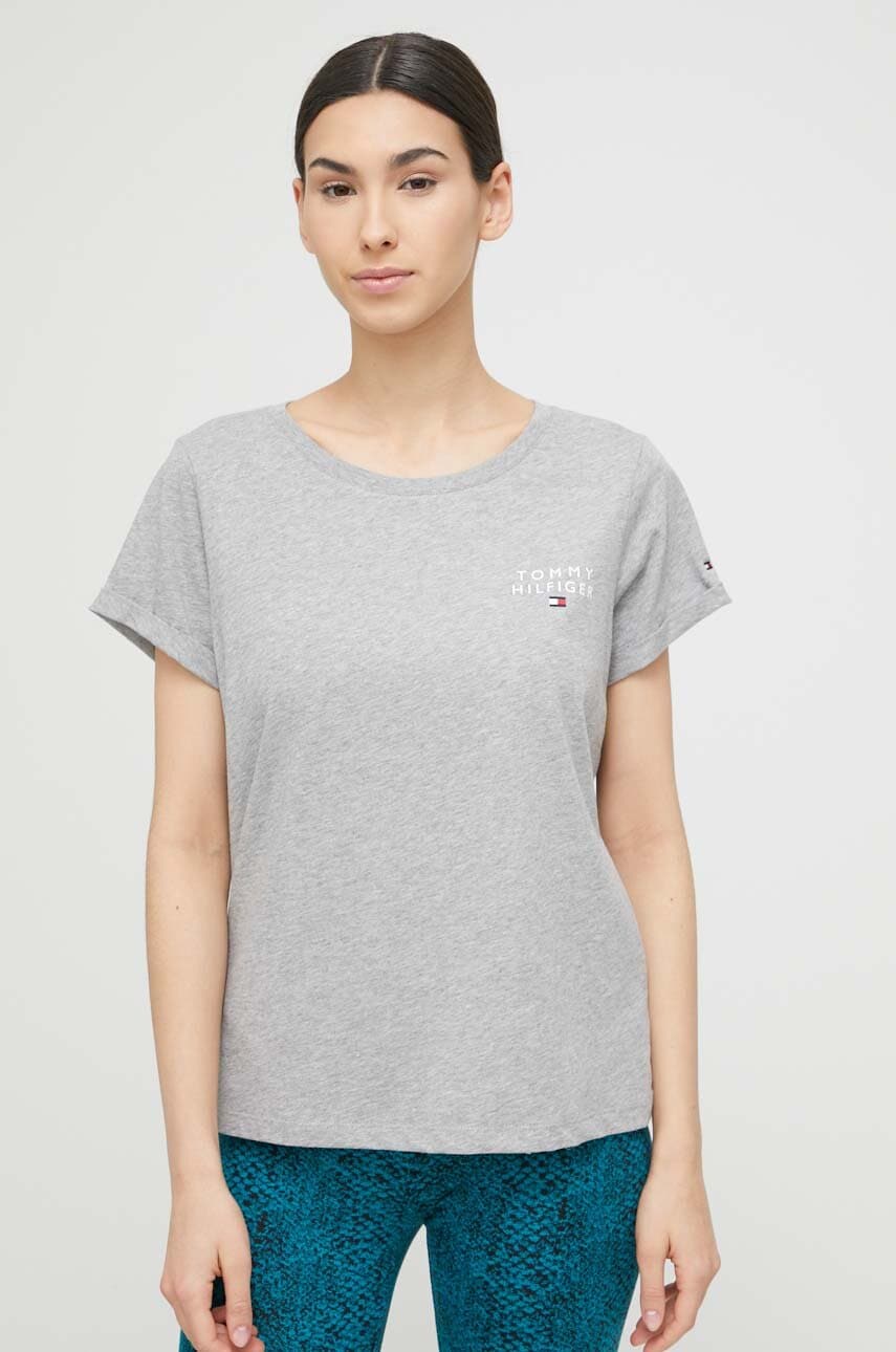 Bavlněné tričko Tommy Hilfiger šedá barva, UW0UW04525