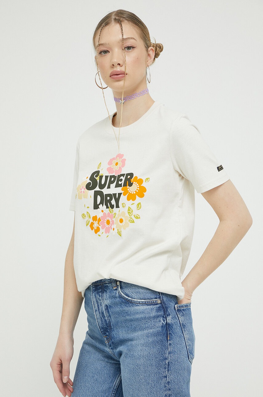 

Футболка Superdry женский цвет бежевый