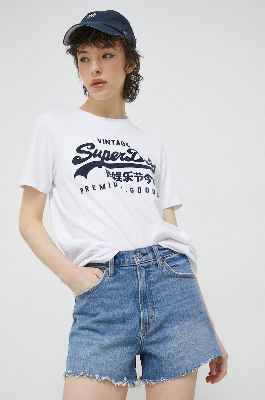 

Памучна тениска Superdry в бяло, Бял