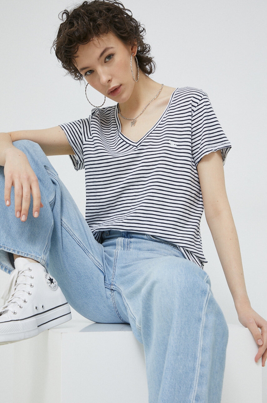 Superdry tricou femei, culoarea albastru marin