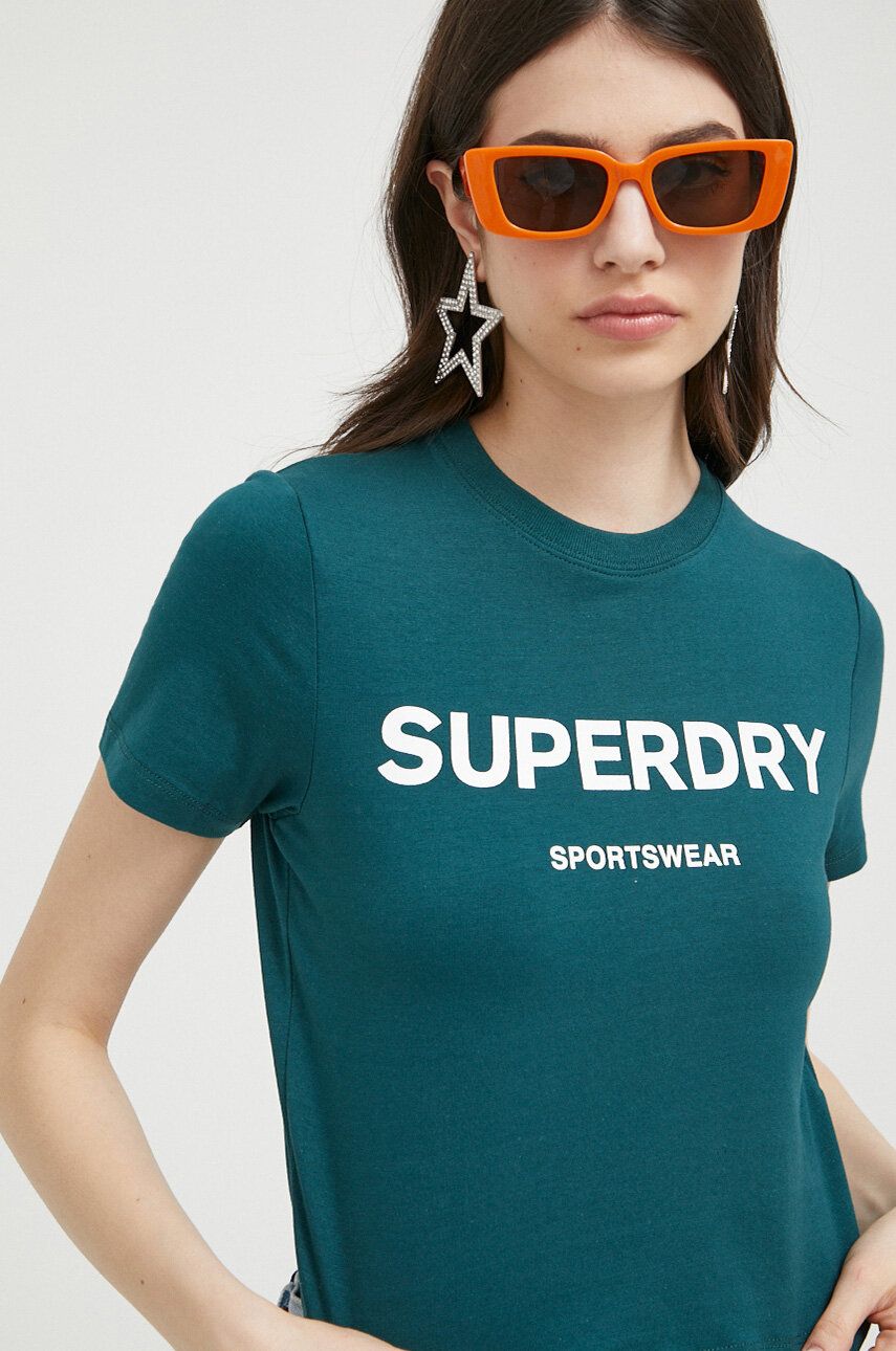 Superdry Tricou Femei, Culoarea Verde