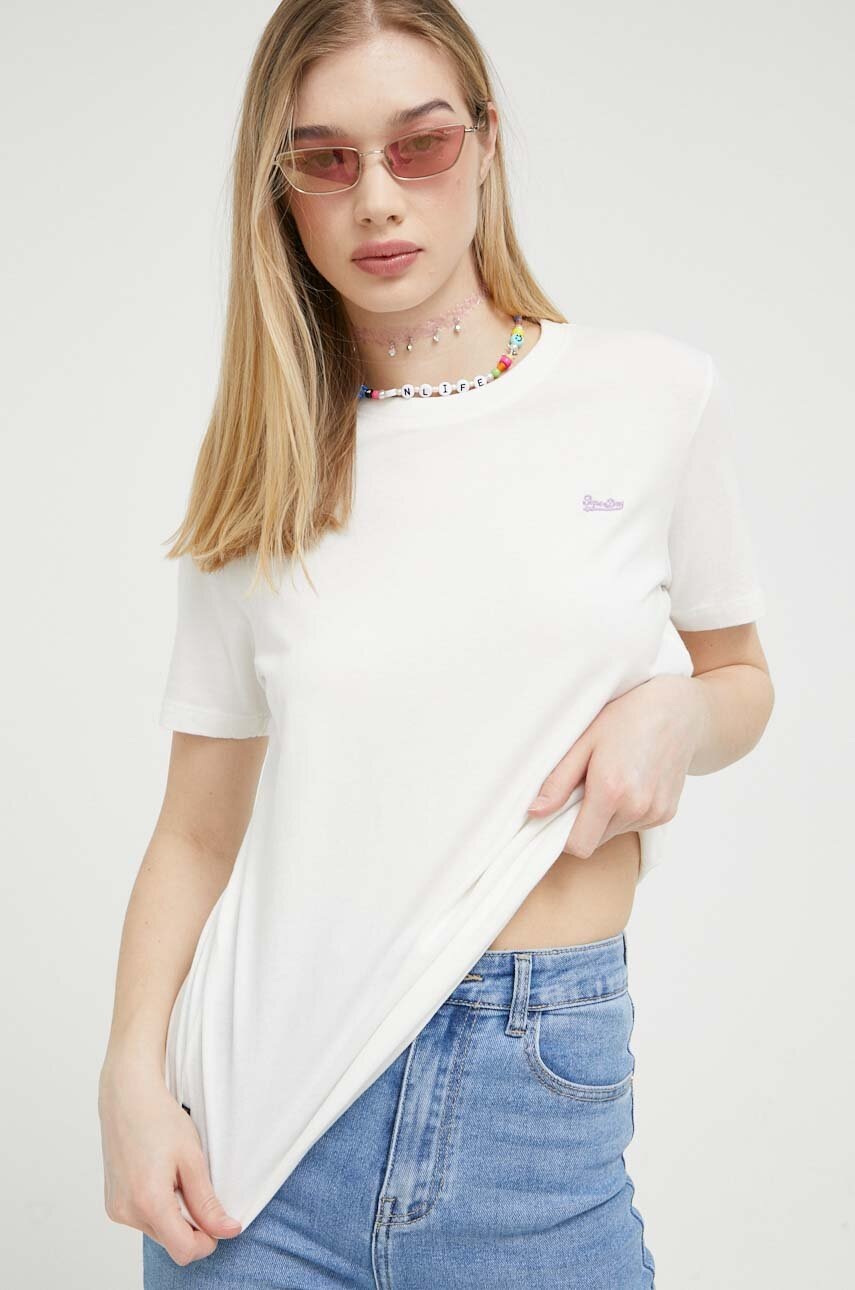 

Бавовняна футболка Superdry колір бежевий