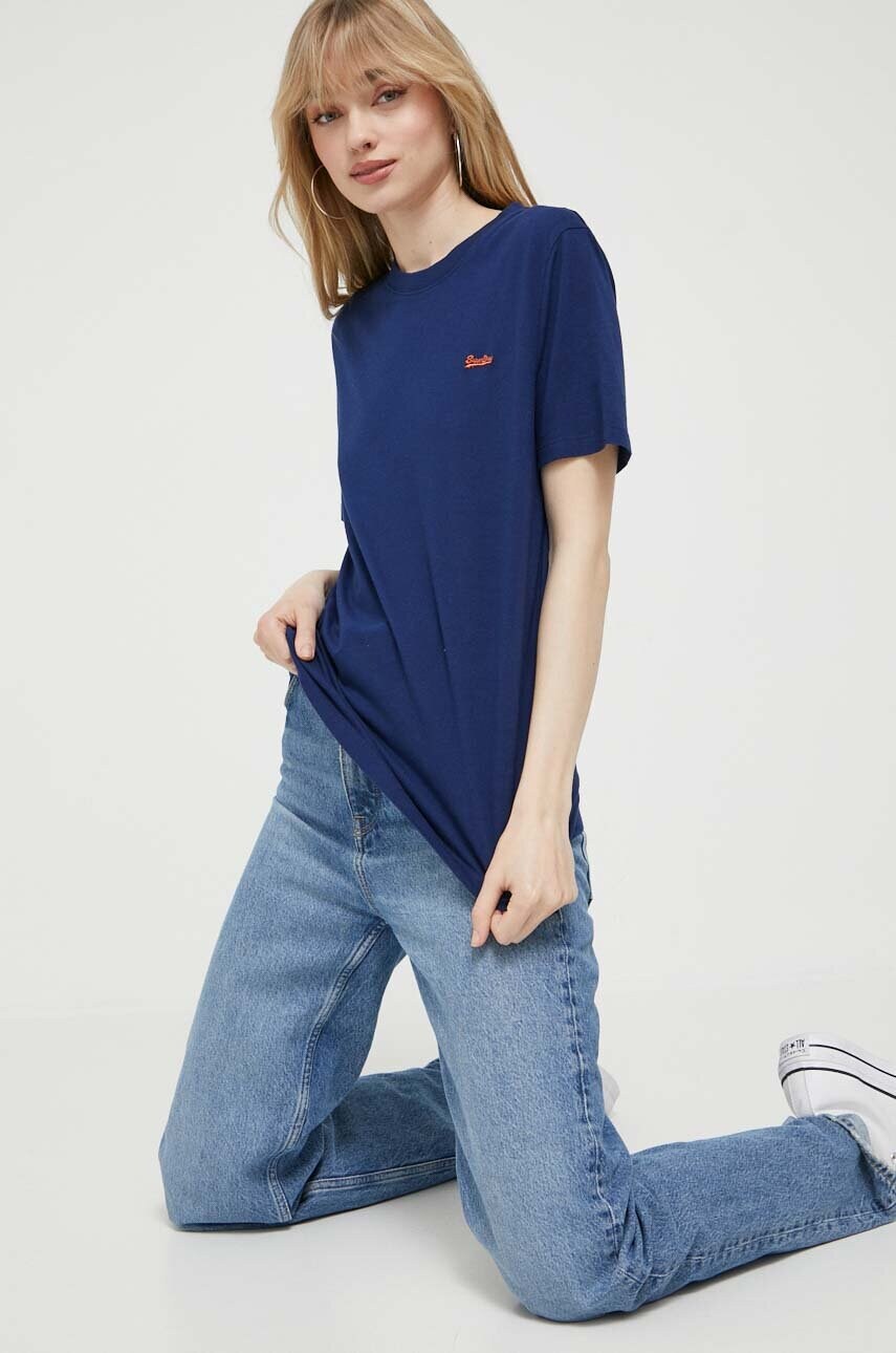 

Хлопковая футболка Superdry цвет синий