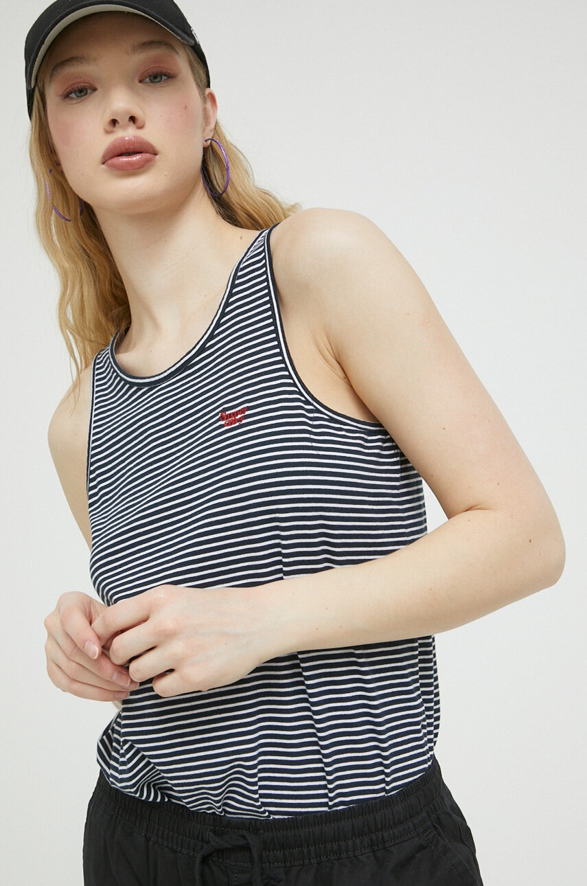 

Хлопковый топ Superdry цвет синий