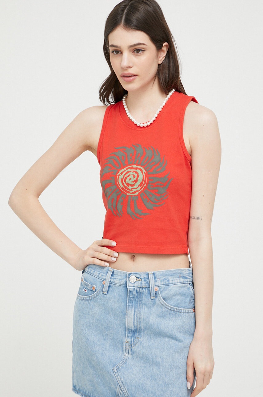 

Хлопковый топ Superdry цвет красный