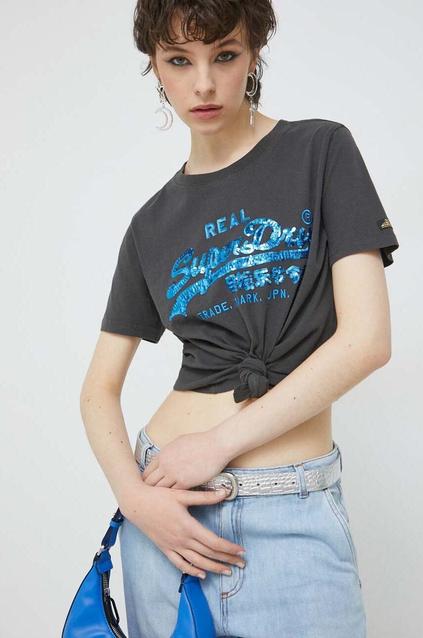 

Бавовняна футболка Superdry колір сірий