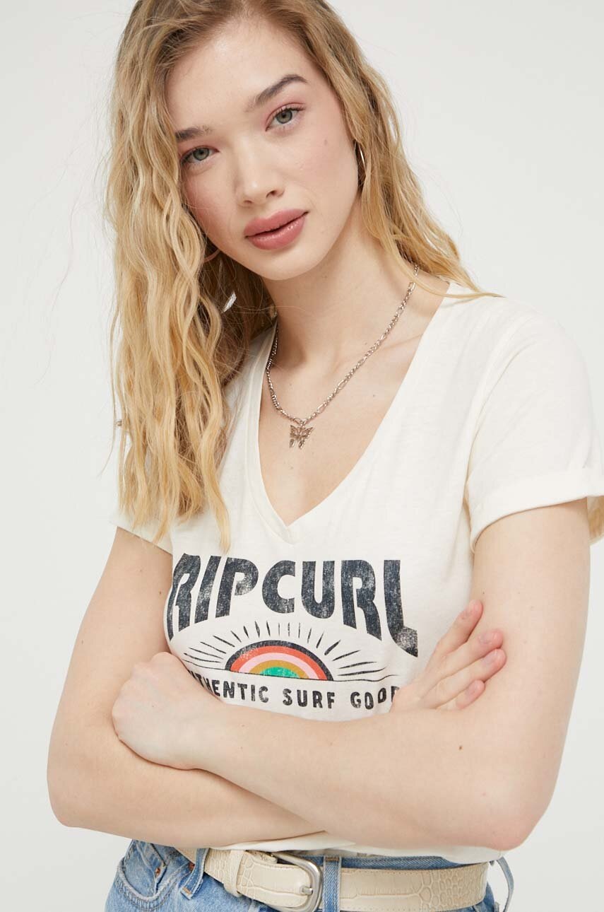 

Хлопковая футболка Rip Curl цвет бежевый