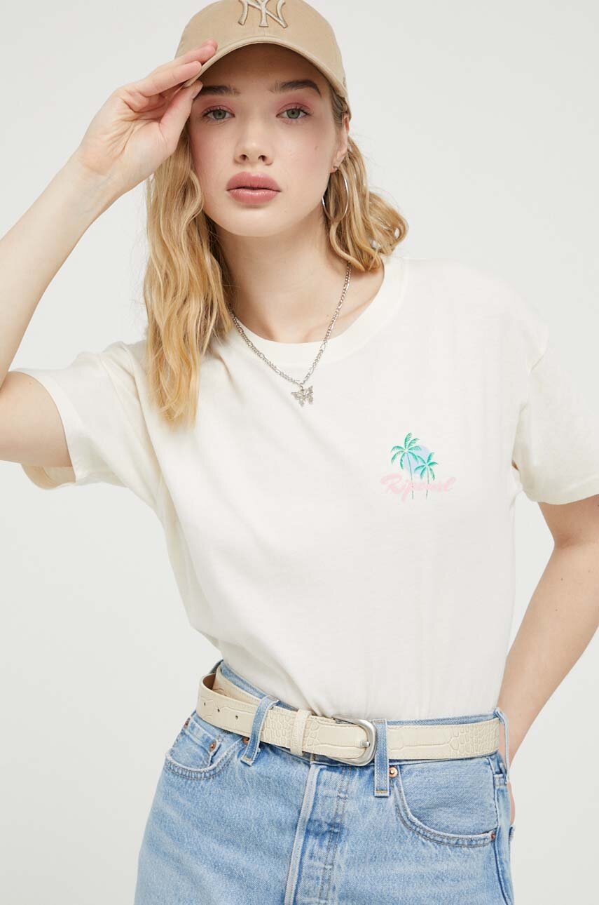

Памучна тениска Rip Curl в бежово, Бежов
