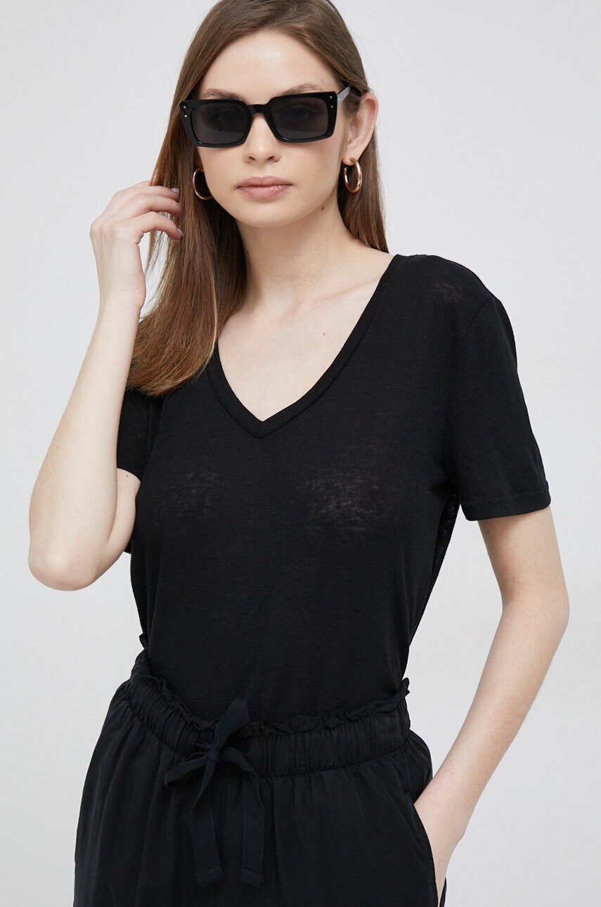 

Ленена тениска GAP в черно, Черен