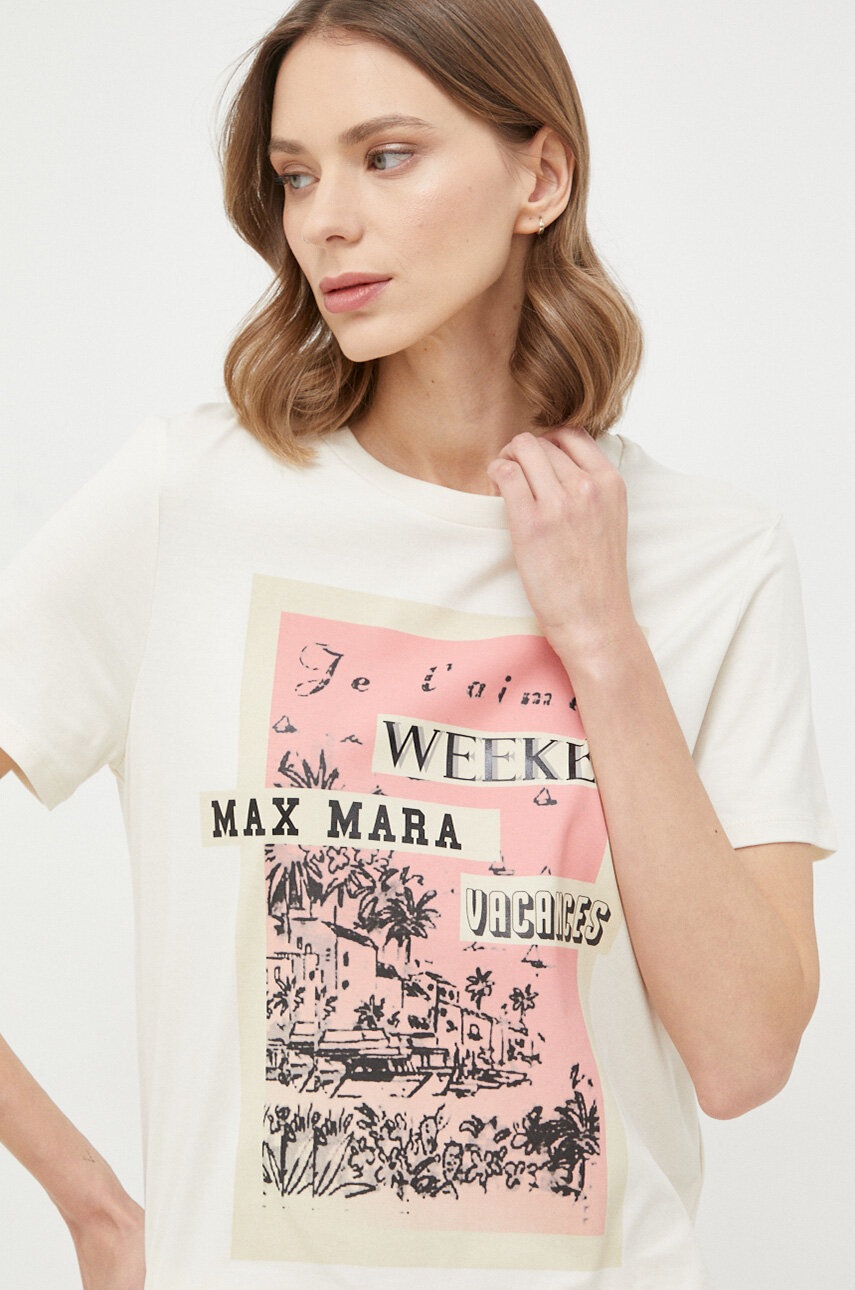 

Бавовняна футболка Weekend Max Mara колір бежевий