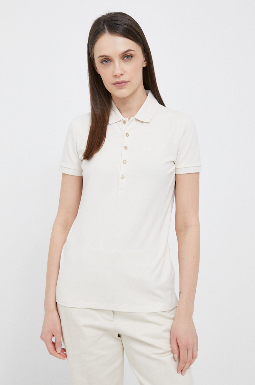 

Тениска с яка Lauren Ralph Lauren в бежово, Бежов