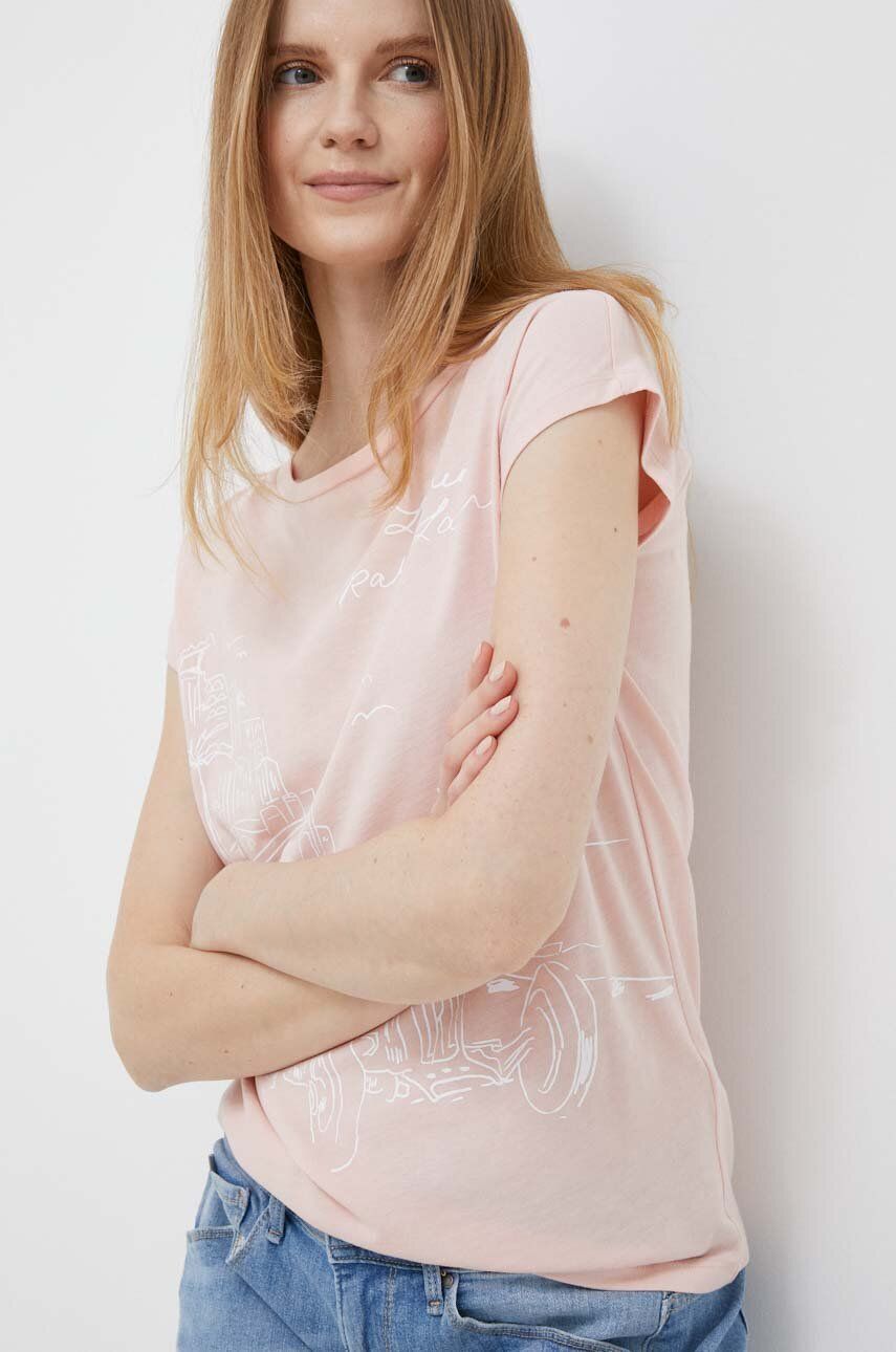Tričko Lauren Ralph Lauren růžová barva - růžová -  60 % Bavlna
