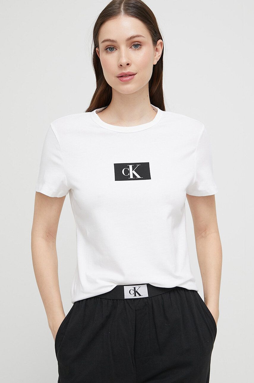 Levně Pyžamové tričko Calvin Klein Underwear bílá barva, 000QS6945E
