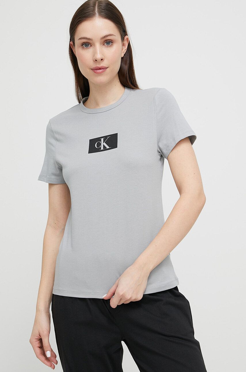 Levně Pyžamové tričko Calvin Klein Underwear šedá barva, 000QS6945E