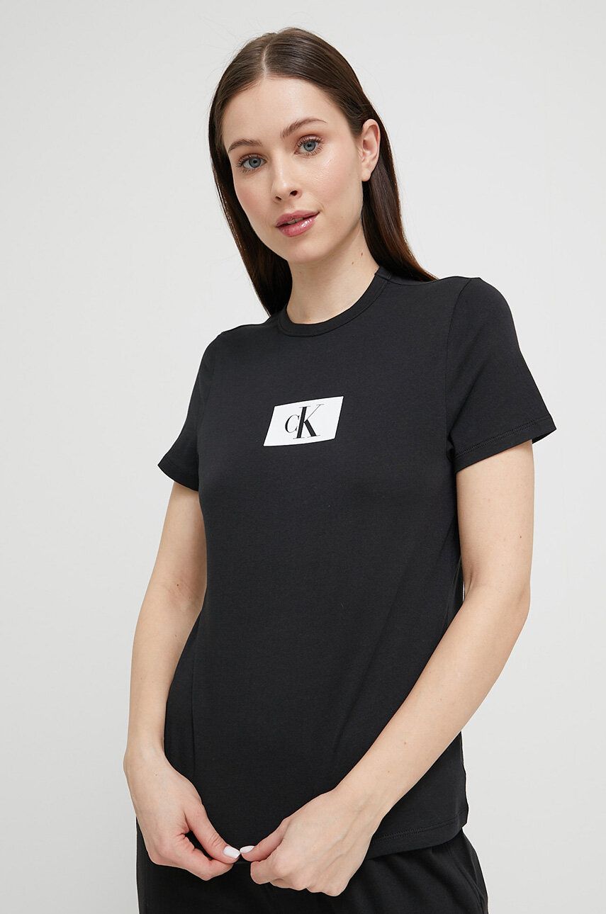 Levně Pyžamové tričko Calvin Klein Underwear černá barva, 000QS6945E